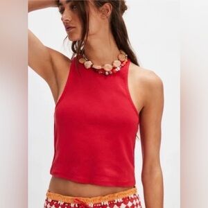 Free People Free-Est Milani Red Tank Top Medium Cotton Stretch